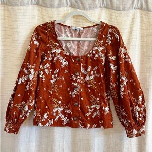 Madewell Rust Floral Button-Up Blouse